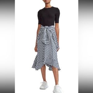 Maje Rapri JerseyBodice and Gingham Skirt Midi Dress in checked